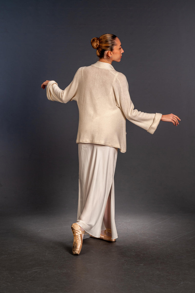 back view of the excellence cashmere mela wedding cashmere jacket for bride