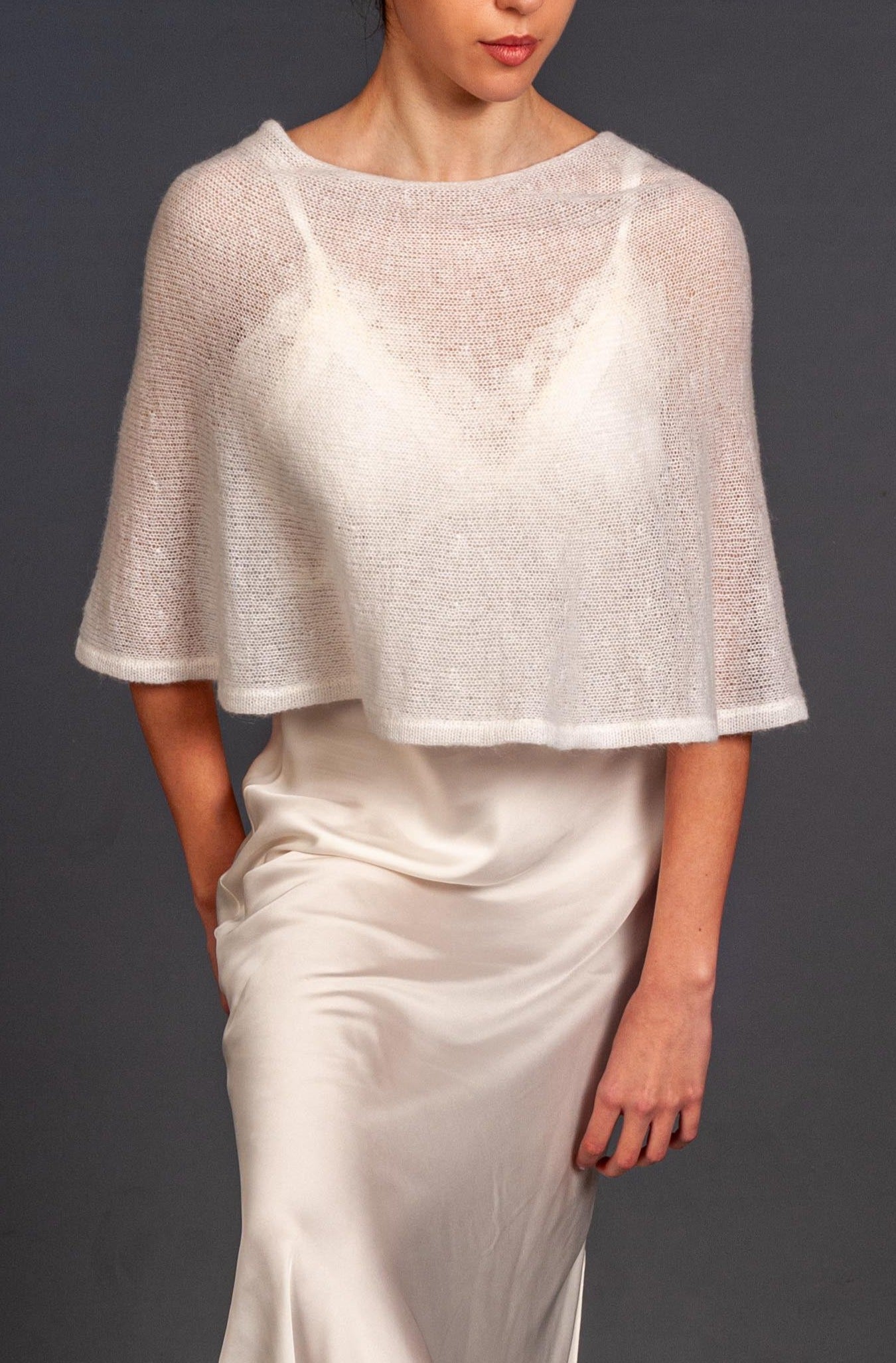 White semi-transparent cape for bride 