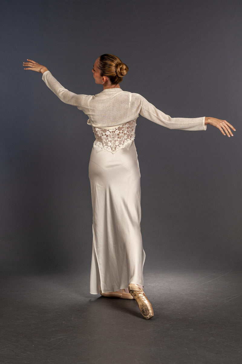 Back view of essential bridal cover-up in natural viscose