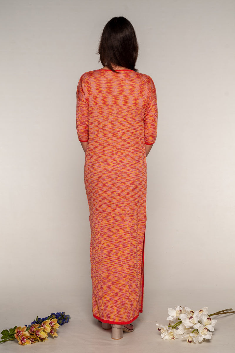 other back view of the coral long dress