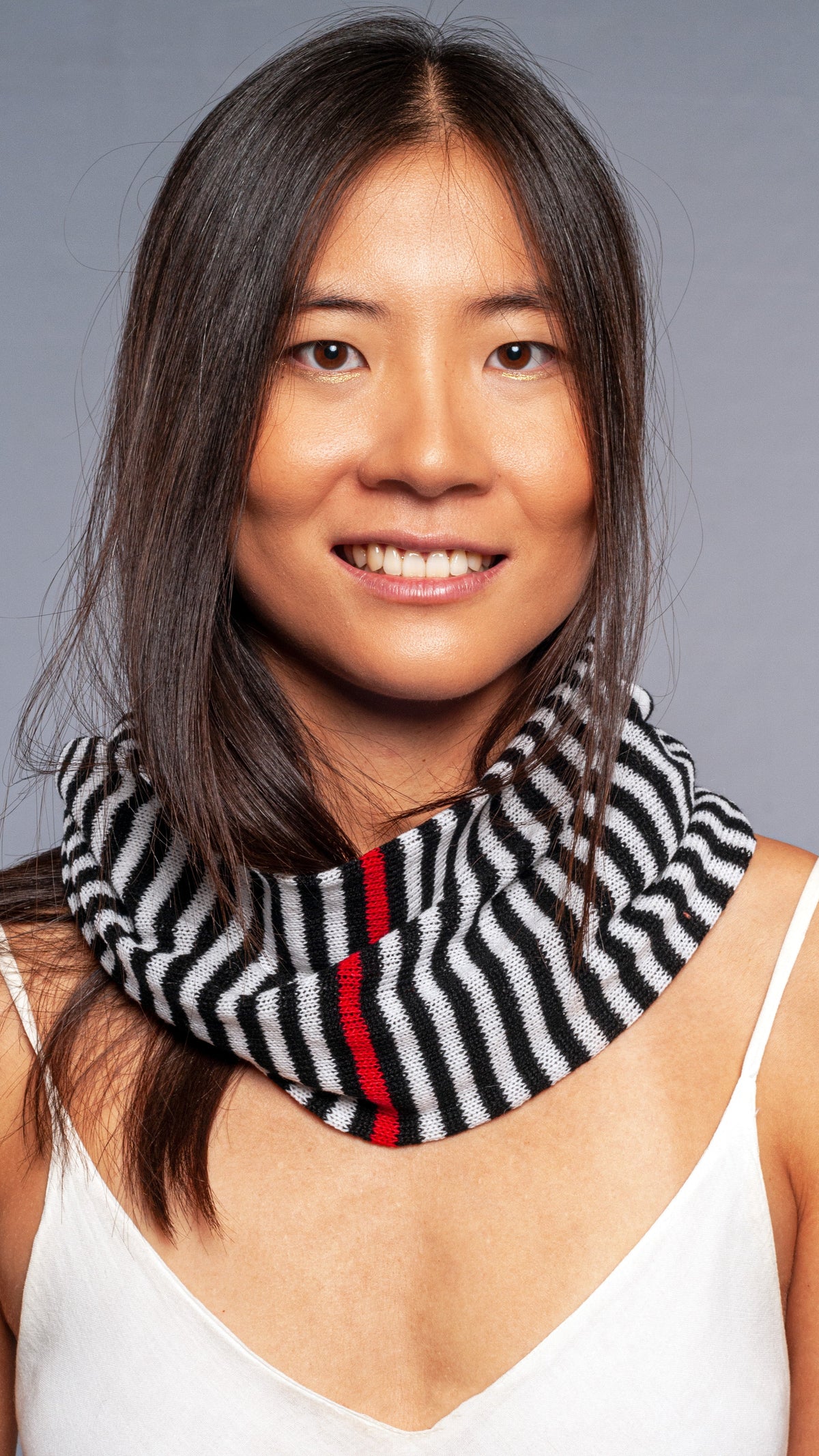 Collo in puro cashmere a righe nere e bianche - Mela Wedding
