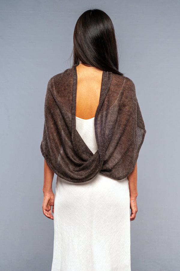 mohair shrug in dark taupe color