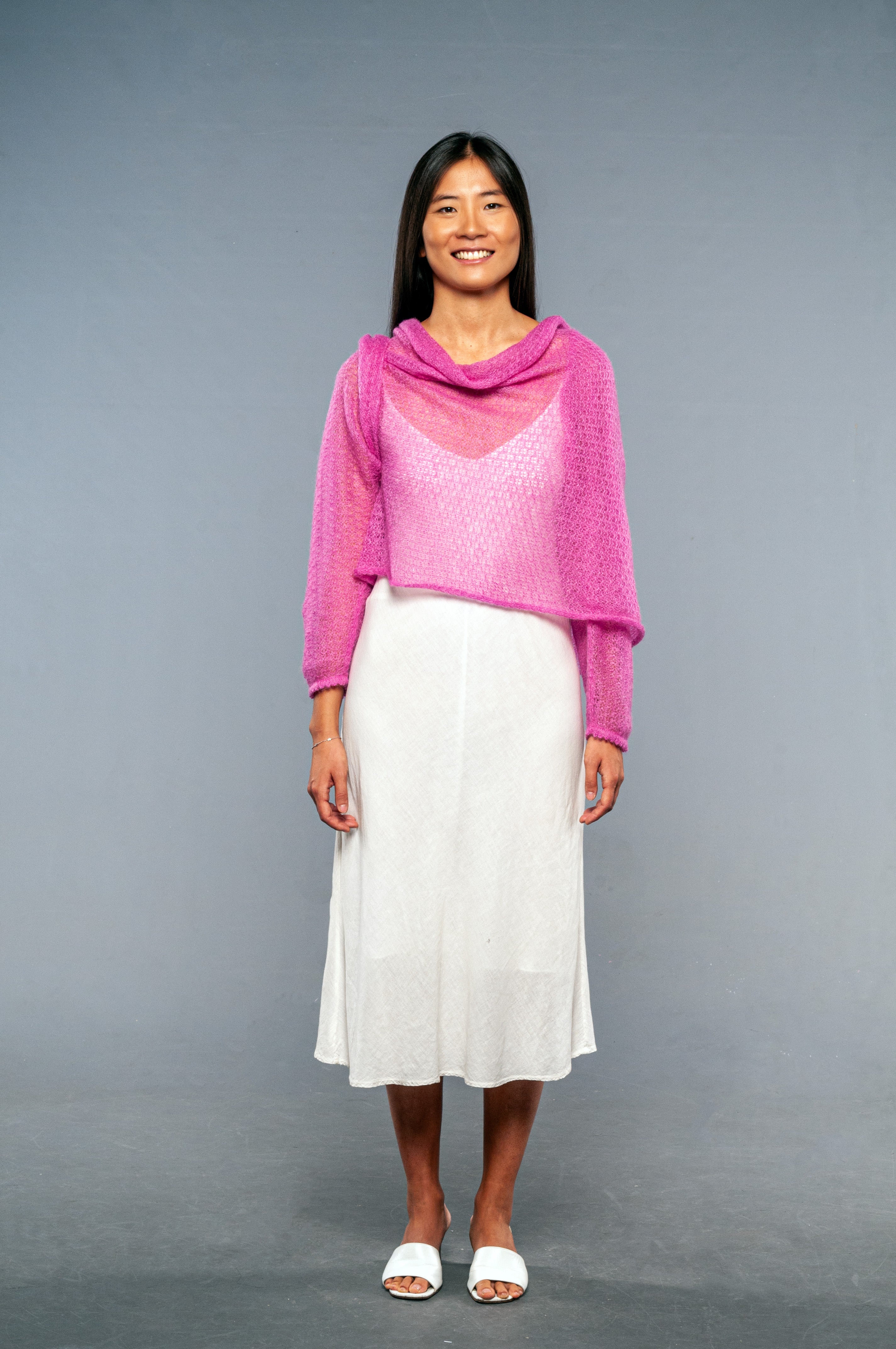 coprispalle colore magenta in mohair elegante 