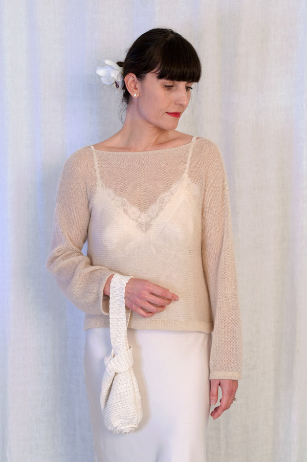 Bridal handbag pure silk wristband crochet