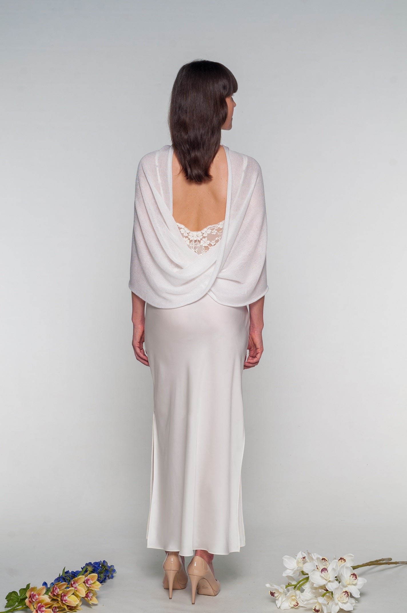 elegante scialle bianco in viscosa