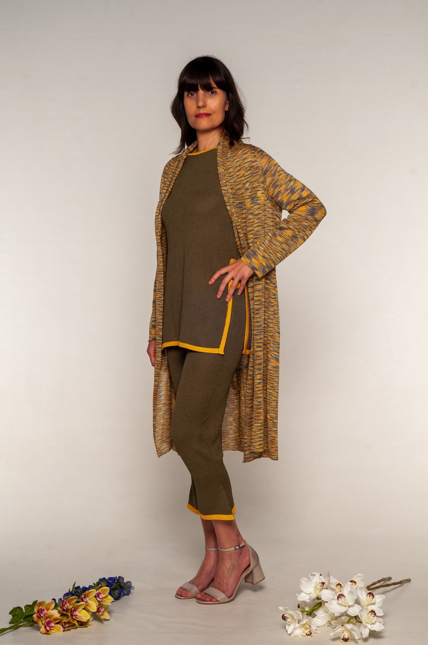 Spolverino Cardigan Lungo in Viscosa naturale melange