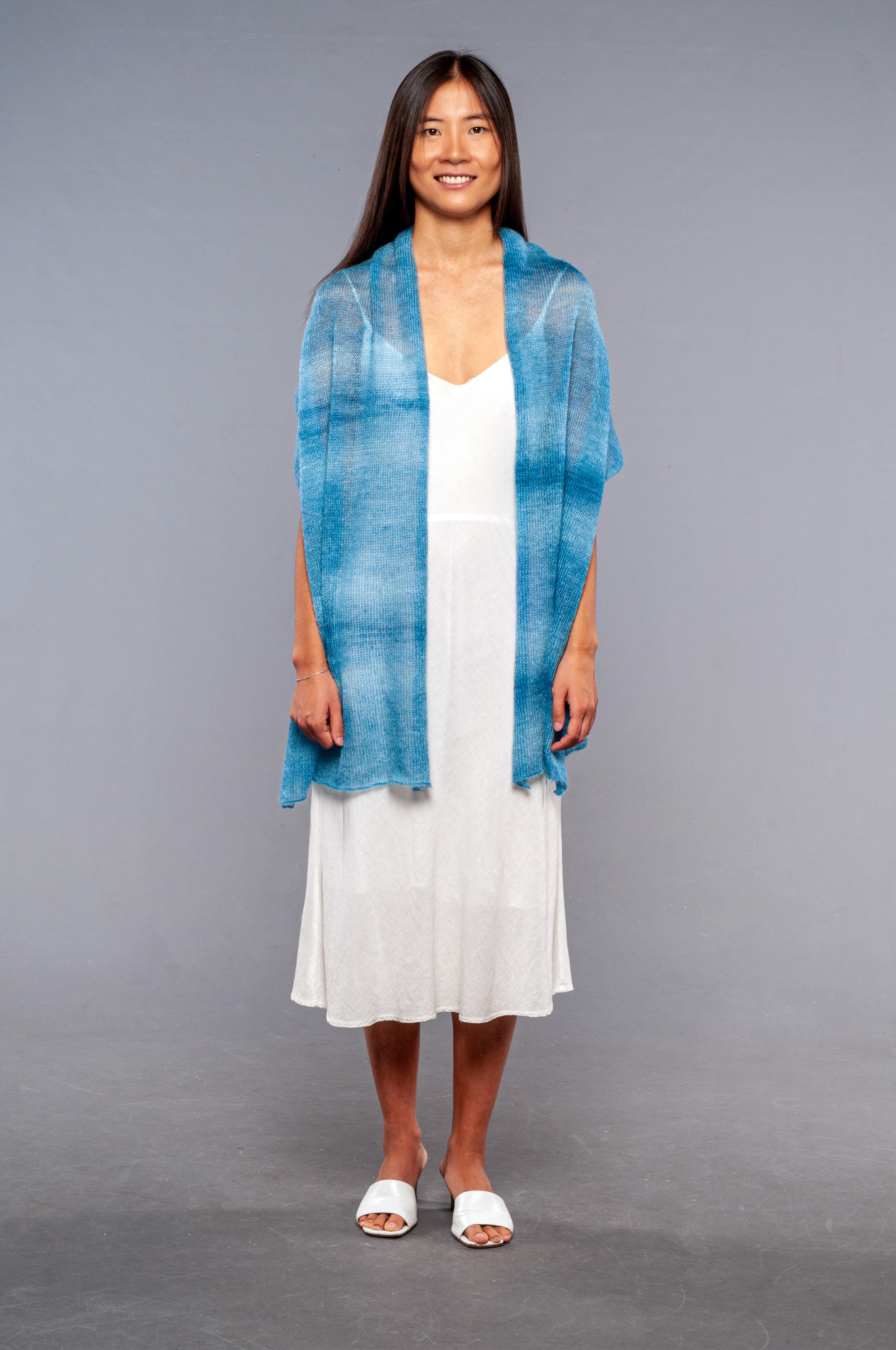 stola cerimonia mohair blu sfumato