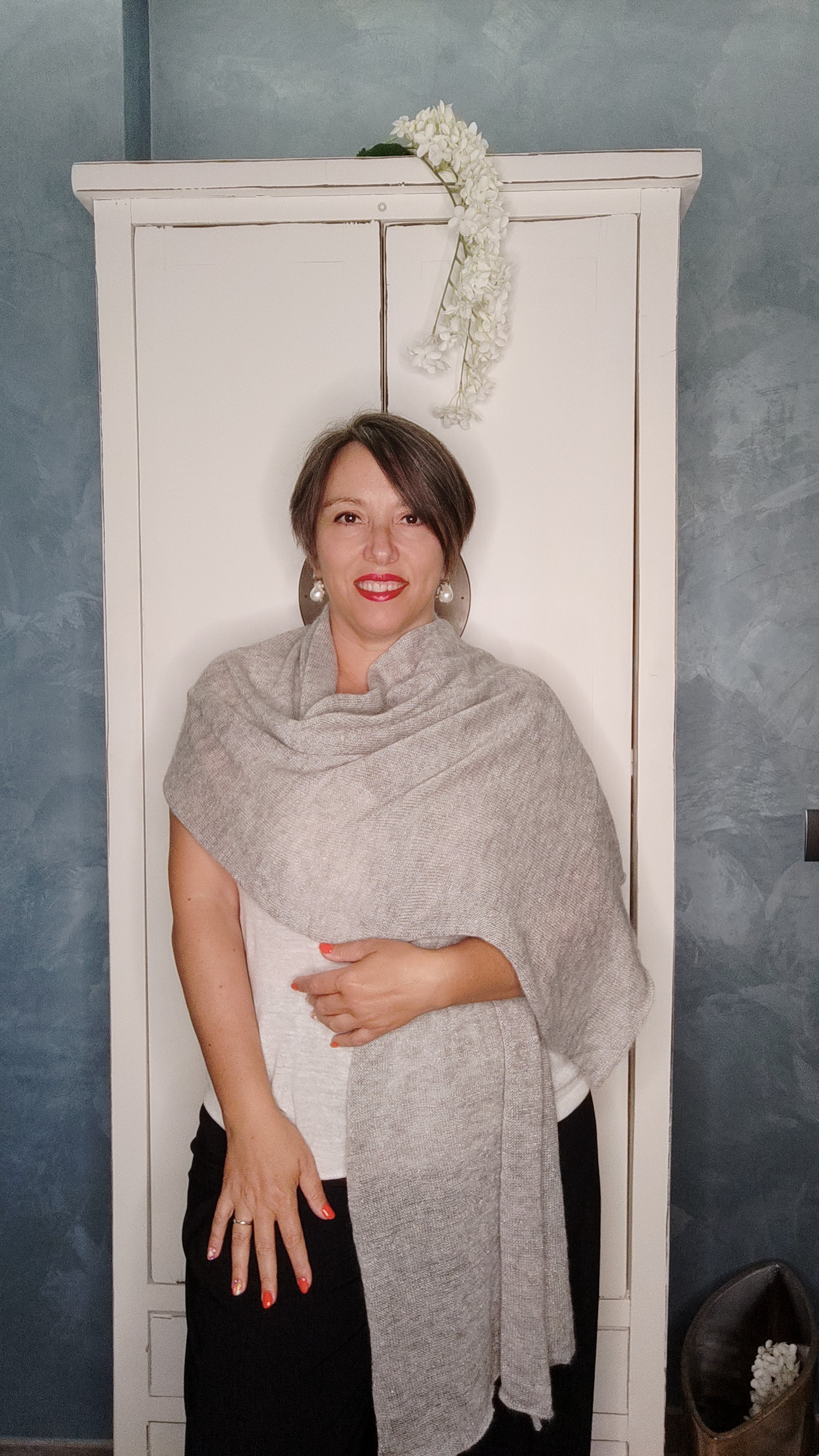 elegante e leggerissima la stola mela wedding grigio perla