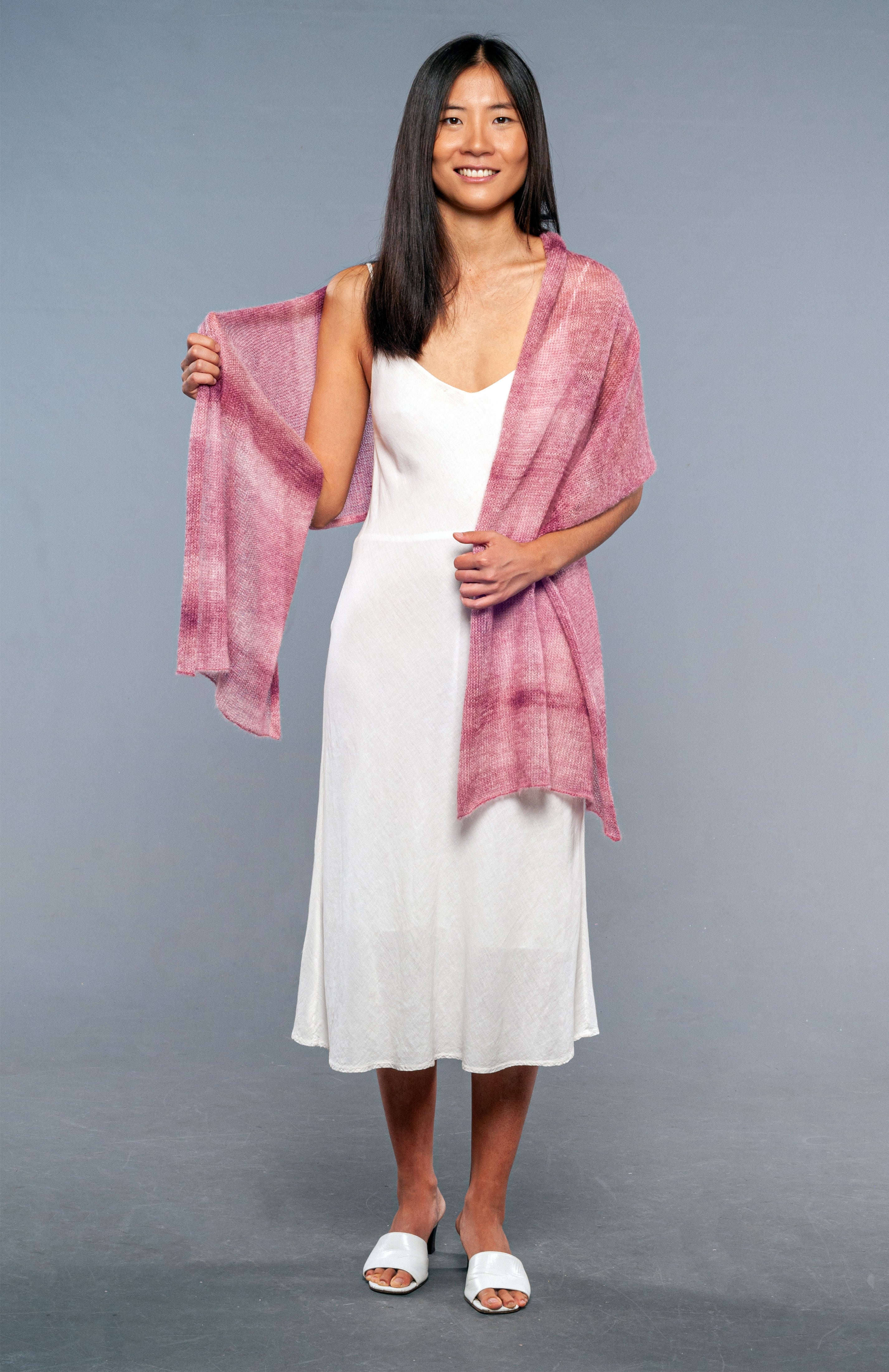 stola in pregiato mohair rosa sfumato